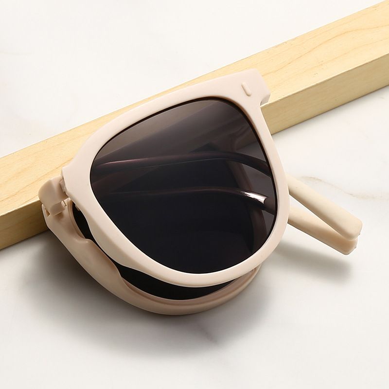 Fashion Foldable Sunglasses Women Circular Lenses Easy To Carry UV400 Full Frame Sunscreen Glasses_voghion.com