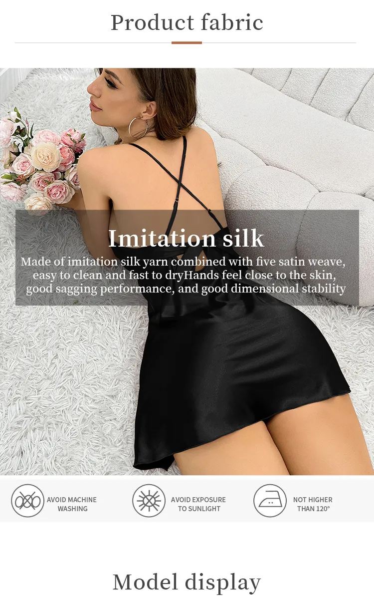 Women's Sleepwears New Silk Breathable Suspender Skirt Ice Silk Nightdress Women Simple Casual Sexy Backless Suspender Nightdress_voghion.com