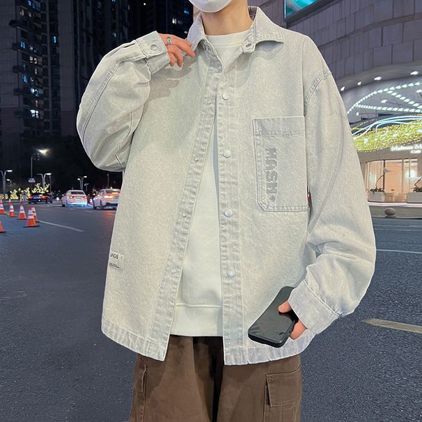 Youth Spring And Autumn New Denim For Men 2025 Trendy Handsome Checkered Shirt Jacket Casual Top_voghion.com