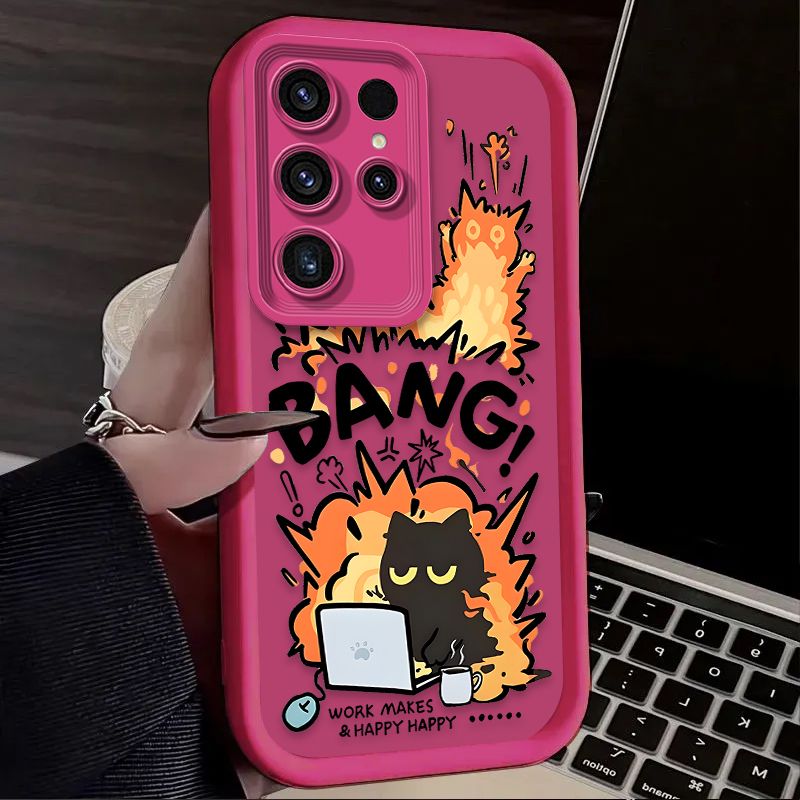 Lustige Explosion Katze Hund Fall für Samsung Galaxy S25 S24 S23 Ultra S22 S21 Plus FE 5G A54 A34 A14 A73 a53 A33 5G Silikon Abdeckung_voghion.com