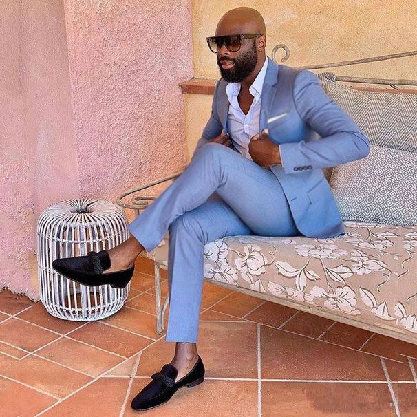 Herr Business casual kostym Herr tvådelad groomsman bröllopsbankett kostym_voghion.com