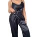 Tragbares Set aus Eisseide, einfarbig, sexy Camisole, Damen-Freizeit-Hausanzug, Pyjama in Übergröße, Pyjamahose_voghion.com
