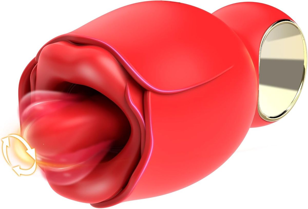 Vibratore per adulti, giocattoli sessuali per donna - Giocattolo sessuale a forma di rosa con lingua leccabile ruotata di 360°, giocattoli sessuali femminili con manico, giocattoli per adulti per donne con 8 leccate_voghion.com