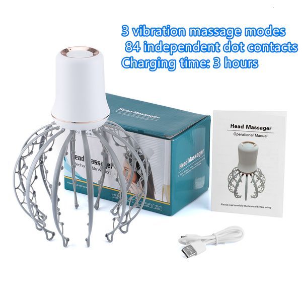 Huvudmassager Elektrisk huvudmassager för huvud Terapeutisk smärtlindring 3D-stimulering Vibration Akupunkt Relax Claw Scalp_voghion.com