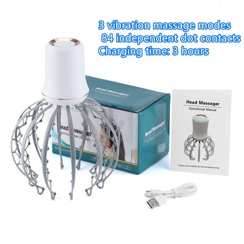 Massaggiatore per la testa Massaggiatore per la testa elettrico per la testa Sollievo dal dolore terapeutico Stimolazione 3D Vibrazione Punto di agopuntura Relax Artiglio Cuoio capelluto_voghion.com