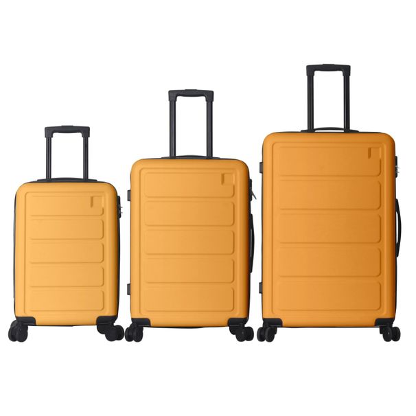 Luggage Sets ABS Hardshell 3pcs Luggage, Lightweight Durable Suitcase Sets Spinner Wheels Suitcase 20''24''28'' (Yellow)_voghion.com