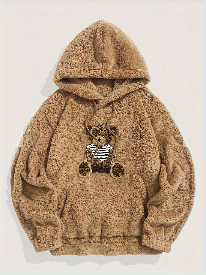 Sudadera con capucha de oso para hombre. Las sudaderas de felpa para hombre y mujer son versátiles._voghion.com