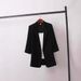 Korean Style Loose Women's Blazer Summer Thin Casual Oversized Suit Jacket With Notched Lapel & 3/4 Sleeve_voghion.com