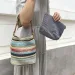 Borsa a tracolla da spiaggia casual da donna, stile artistico, in PU, con secchiello di paglia arcobaleno estivo Qiaoge_voghion.com