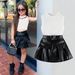 "Toddler Girls' Ribbed Vest & PU Skirt Set – Soft Cotton Play Outfit With Adjustable Waist (90-130cm)"_voghion.com