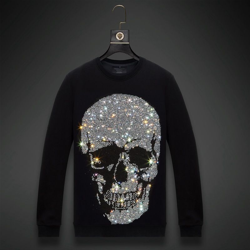 Herrenbekleidung Herren-Kapuzenpullover mit Totenkopf-Eisenbohrer, Rundhalsausschnitt, modische Kleidung, Modemarke, Top für Herren_voghion.com