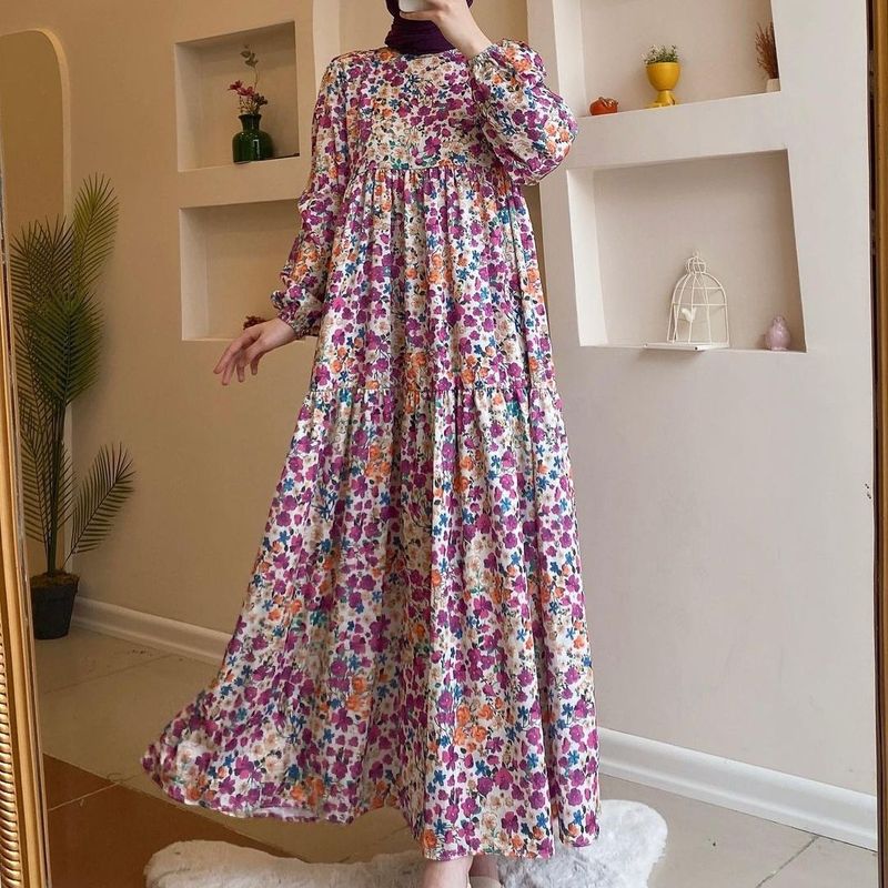 Women's Clothing new printed Muslim Dubai robe dress_voghion.com