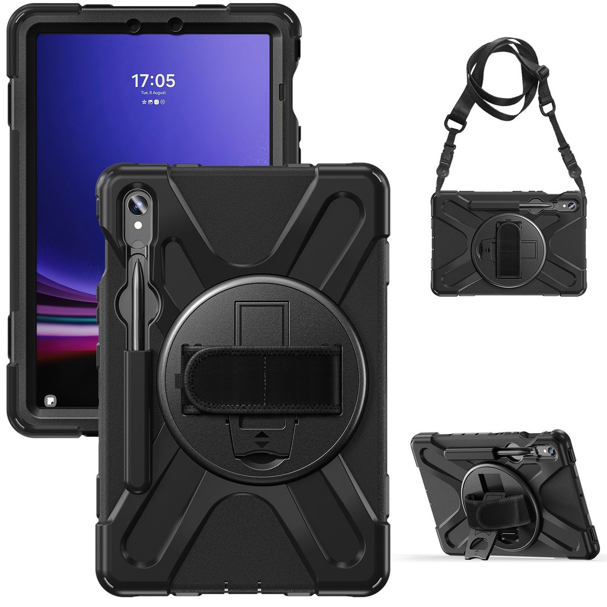 Suitable for Samsung Tab A9+11 Pirate King Handheld Rotating Stand X210/X216 Strap Tablet Protective Cover_voghion.com
