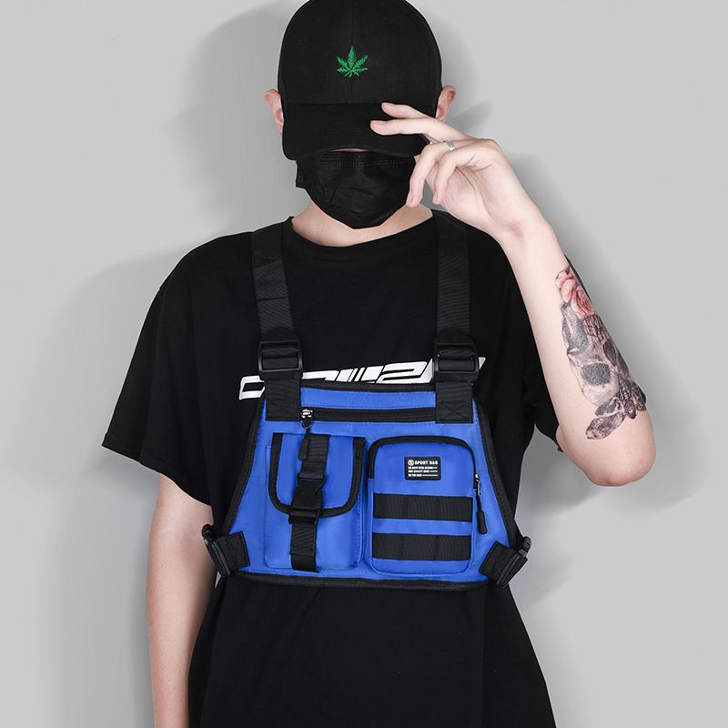 Hip-hop Taktik Yelek Çok İşlevli Göğüs Çantası Moda Bel Çantası Kişiselleştirilmiş Moda Havalı Yelek Sırt Çantası_voghion.com