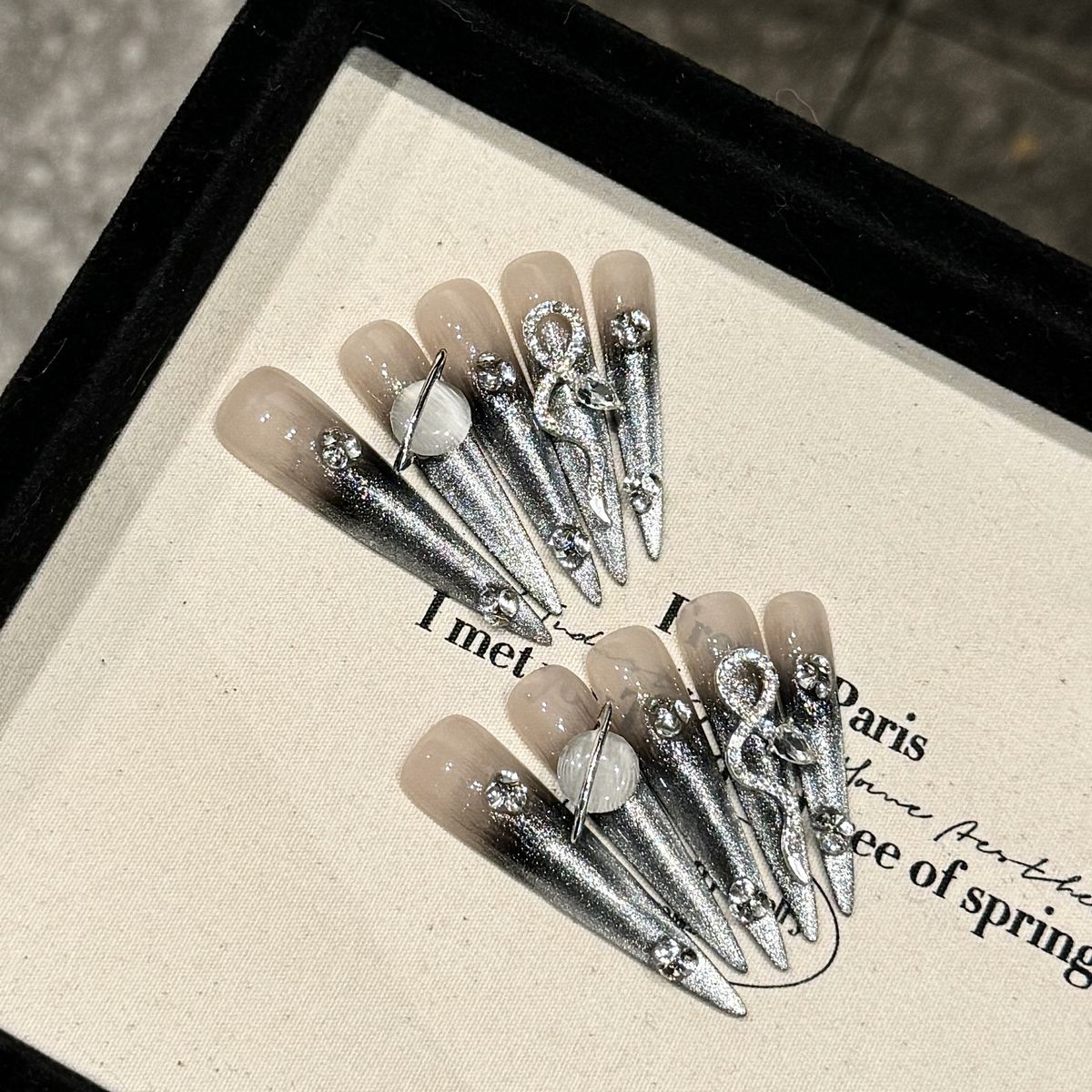 Szépség és egészség Ezüst Csillagfény Szuper Hosszú Viselésű Körömdíszítés Késztermék Levehető Ismételhető_voghion.com