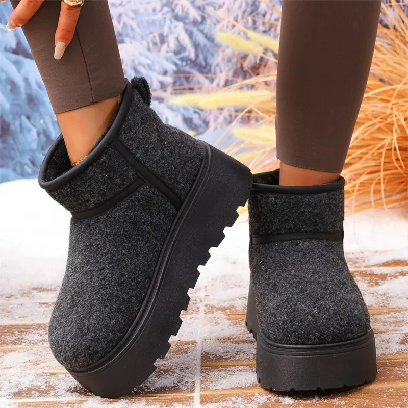 designers Winter New Warm Round Toe Thick Soled Snow Boots Added Fleece Korean Version With Sleeve Foreign Trade_voghion.com