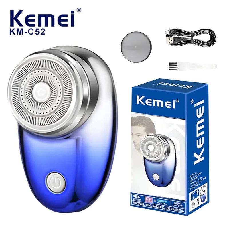 Venda quente mini máquina de barbear portátil Km-c52 à prova dwaterproof água molhado e seco máquina de barbear elétrica para homem_voghion.com