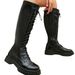New women's knight autumn and winter flat top boots, plus size boots_voghion.com
