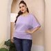 Top Large Women's Rugged Irregular Bat Sleeve Off Shoulder Casual T-shirt F2945_voghion.com