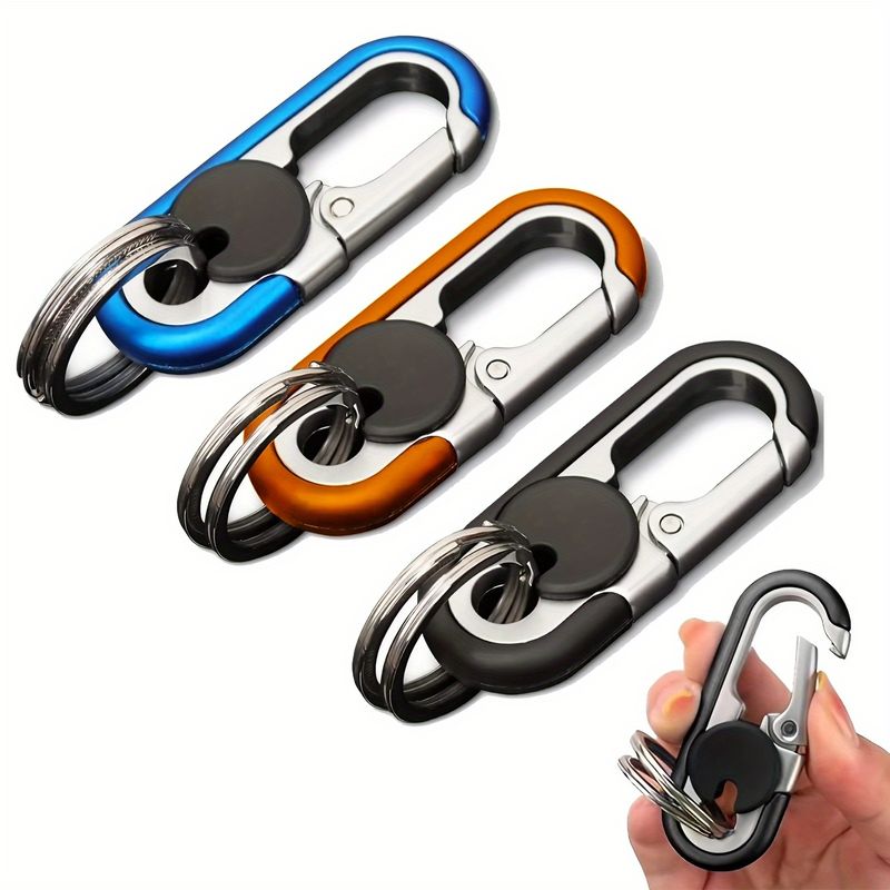 3 Men's Car Keychains，creative Stainless Steel Car Keychains For Men In Black_voghion.com