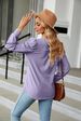 Women's Top, Shirt, Casual Shirt, Bubble Long Sleeved Waistband, V-neck_voghion.com