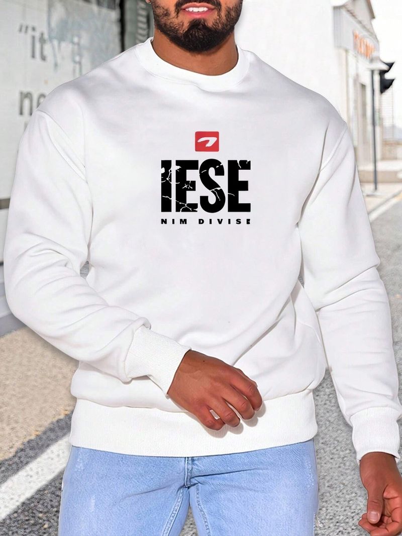 Polar Fleece Einfarbig Rundhals Pullover Herren Candy Baumwolle Langarm Arbeitskleidung_voghion.com