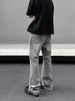Men's Clothing High Street Washed Gray Straight Tube Slightly Flared Cleanfit Pants Trendy_voghion.com