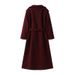 Women's Clothing Elegant & Versatile Wool Blend Peacoat With Notched Collar – Street Chic Winter Coat For Women (Black, Deep Red)_voghion.com