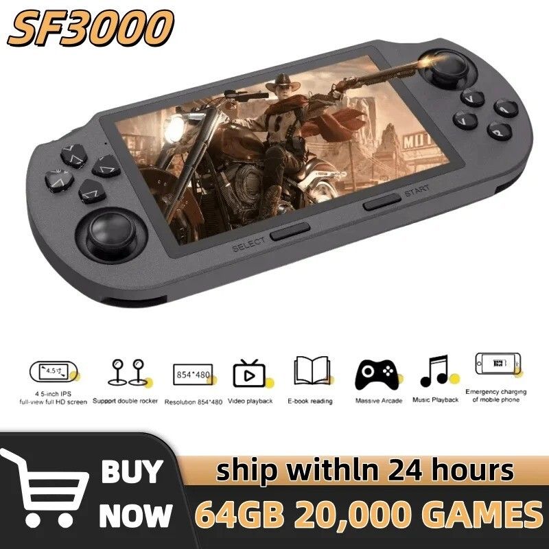 Console de jeu portable rétro SF3000, émulateur, 4,5 pouces, 64 Go, 20 000 jeux_voghion.com