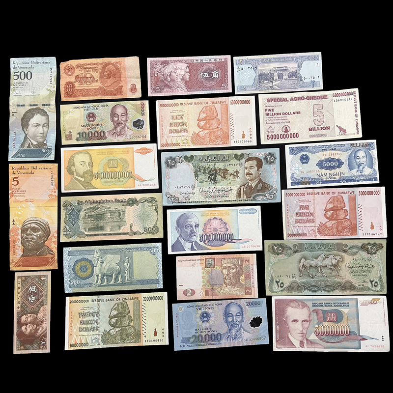 21 World Banknotes History Theme Inflation Money Currency Bills Collectibles Novelties_voghion.com