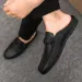 Leather Men Half Slippers Summer Breathable Mens Casual Shoes Slip-on Lazy Driving Shoes Comfortable Walking Loafers Moccasins_voghion.com
