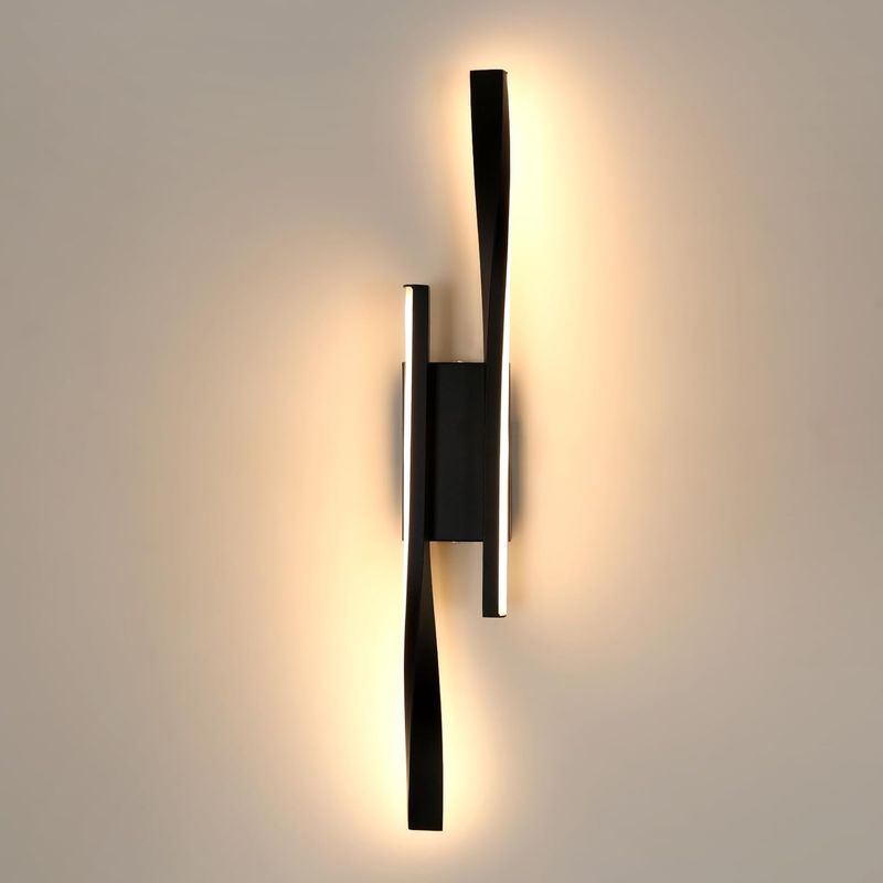 GOECO LED Wandleuchte Modernes Design, Schwarz, 42x6x5,5 cm, Warmes Licht 16W, Ideal Für Innenräume_voghion.com