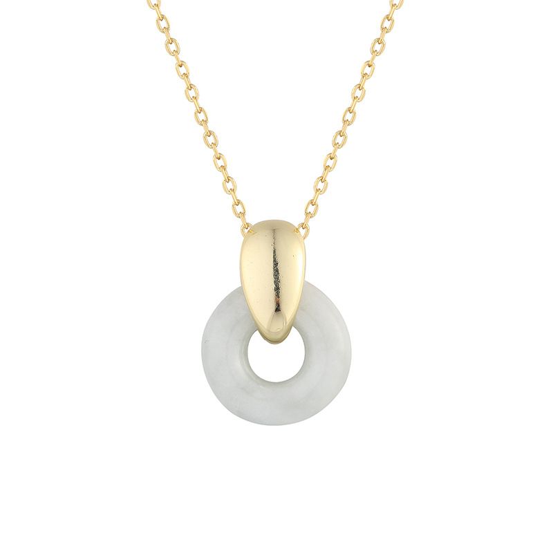 Collana ad incastro Semplice fibbia della pace Ciondolo in giada intarsiato Temperamento in giada da donna Regalo Collana con fibbia della pace_voghion.com