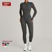 European And American Winter Stand Collar Jumpsuit Half Zipper One-piece Fitness For Women High-intensity Exercise Yoga_voghion.com