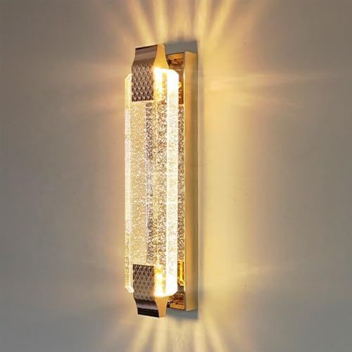 GOECO Luxus-Wandleuchte aus Glas, goldfarben, 38 x 10 x 8 cm, warmes Licht 3000 K, 6 W, elegante Dekoration für Schlafzimmer_voghion.com