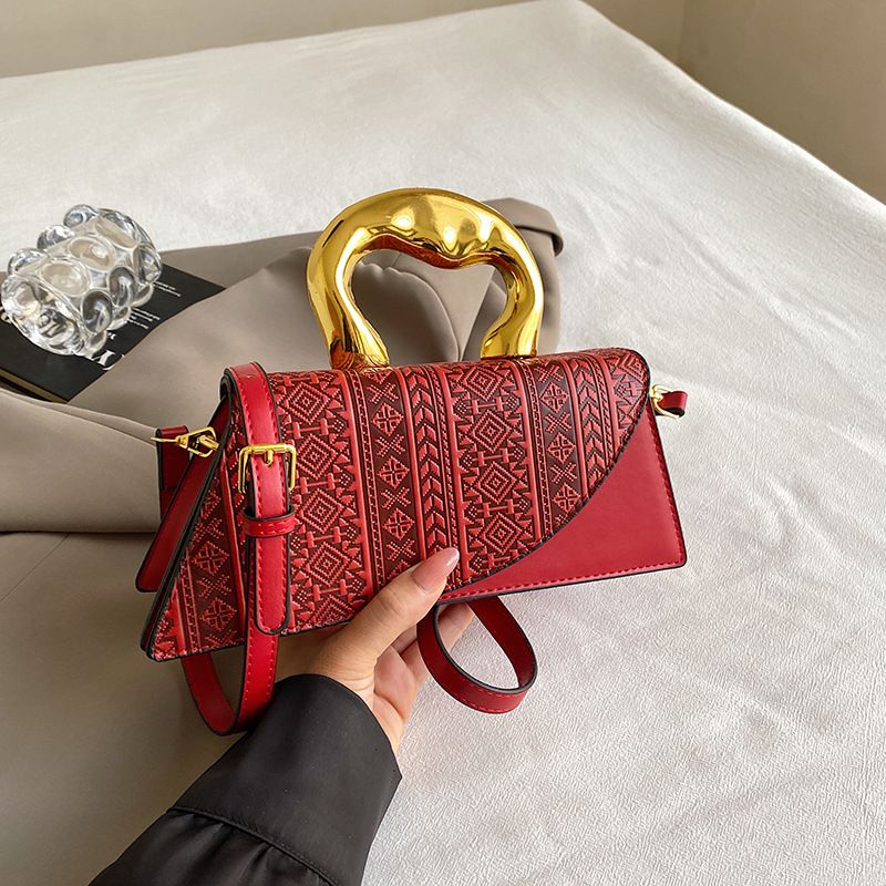 French Shell 2024 Neue trendige galvanisierte Handtasche im westlichen Stil mit bedruckter Spleißtasche_voghion.com