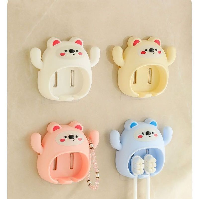 Cartoon Wall-Mounted Holder Rack Wall No Drilling Bathroom Toilet Toothbrush Organizer_voghion.com