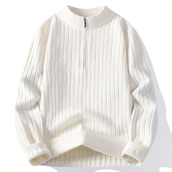 ABX Halbreißverschluss Modischer Rundhalspullover, lässig, Strick, Herbst/Winter, einfarbig, vielseitiges Basishemd, Pulloverjacke 1_voghion.com