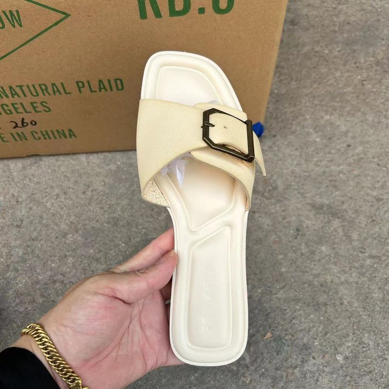 Zapatillas de mujer Comercio Producto nuevo único Fondo plano de tendón Zapatillas de mujer con hebilla de moda_voghion.com