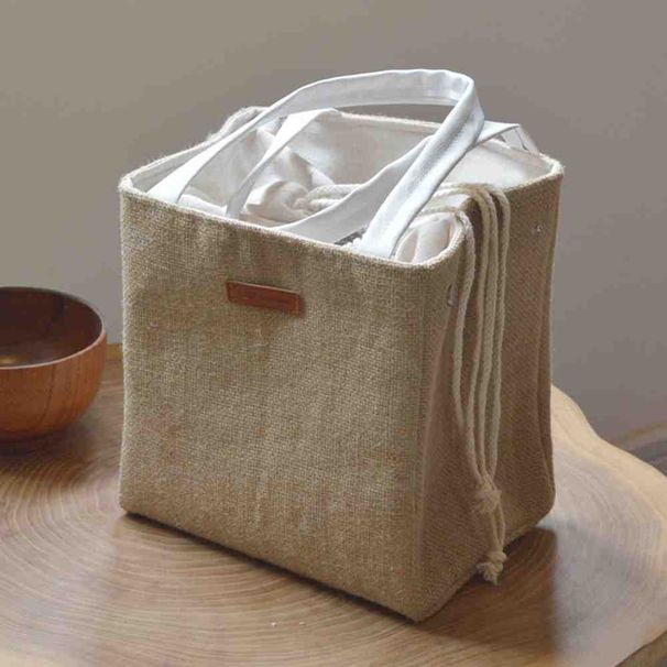 Funktionelle, gemusterte Kühltasche/Lunchbox, tragbare isolierte Lunchtasche aus Canvas, Thermotasche für Picknicks, für Frauen und Kinder_voghion.com