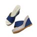 New denim flip-flops with thick soles, line and fish mouth_voghion.com