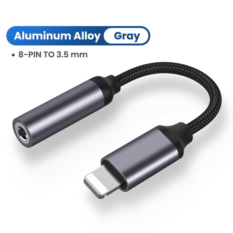 Cable auxiliar de 8 pines a conector de 3,5 mm, adaptador de auriculares tipo C, divisor de conector de audio Kable para iPh_voghion.com