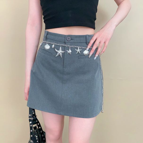 Catena in metallo di alta qualità per la vita da donna - Cintura versatile con conchiglia per abiti, gonne e jeans_voghion.com