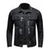 Men's Clothes Spring Heavy Torn Patch Men's Denim Jacket Top Black Coat_voghion.com