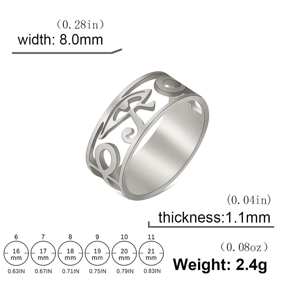 Hot Selling Personality Exaggerated Hollow Eye Design Men's Symbol 8MM Stainless Steel Ring_voghion.com