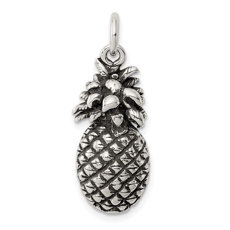 Sterling Silver Antiqued Pineapple Charm_voghion.com