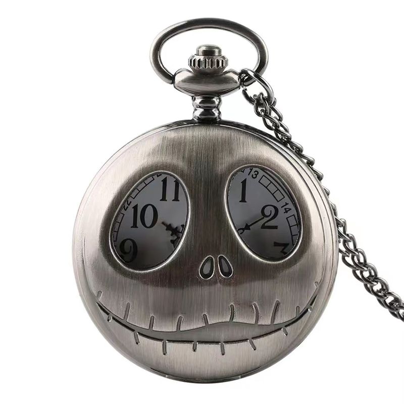 themed necklace Quartz pocket watch Jack Sally design Halloween gifts for boys and girls_voghion.com