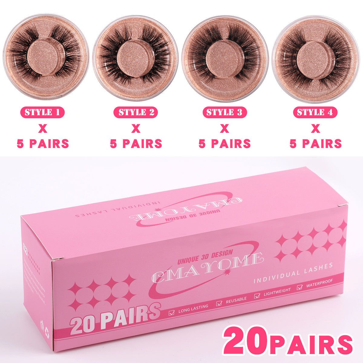 False Eyelashes 20 Boxes Mixed Thick And Long False Eyelashes A Pair Of Natural Three Dimensional Versatile Eyelashes_voghion.com
