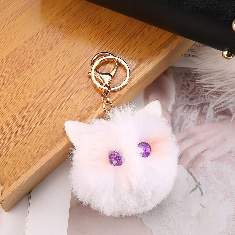 Simpatico peluche a forma di testa di gatto creativo, cartone animato, piccolo ciondolo per bambola, portachiavi per auto._voghion.com