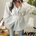 Korean chic 2024 spring/summer new style Frch elegant double pocket tie waist slimming lazy long sleeved shirt for_voghion.com